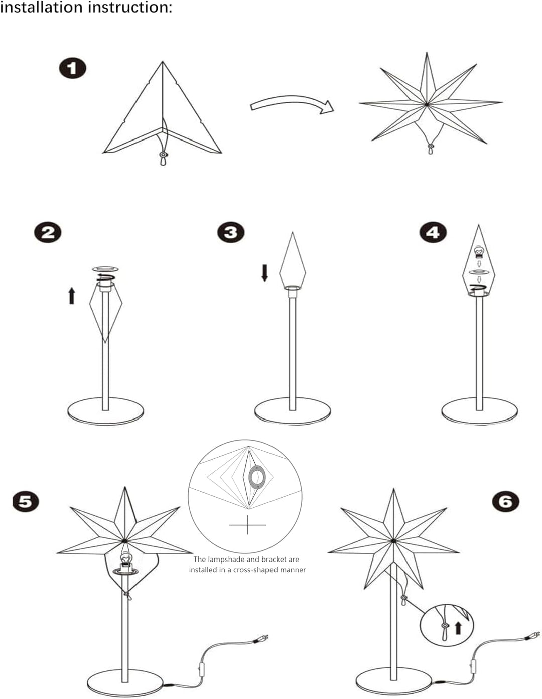 EANLOLY Stehender Weihnachtsstern Beleuchtet - LED Papierstern Weihnachten Tischlampe für Weihnachts