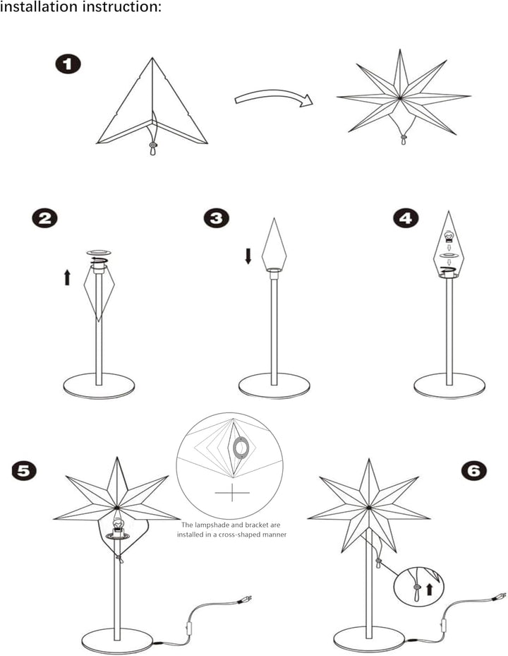 EANLOLY Stehender Weihnachtsstern Beleuchtet - LED Papierstern Weihnachten Tischlampe für Weihnachts