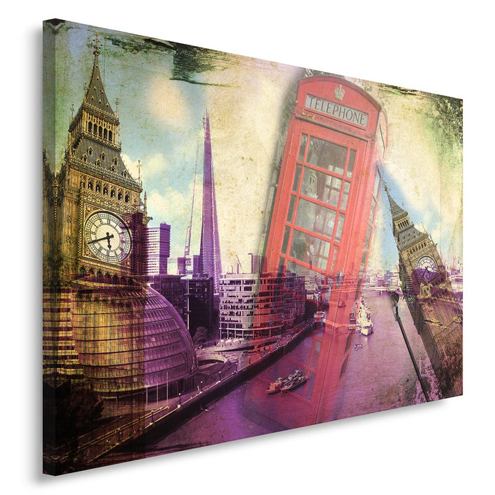 Feeby Frames, Leinwandbild, Bilder, Wand Bild, Wandbilder, Kunstdruck 70x100cm, TAMISE, LONDON, STAD