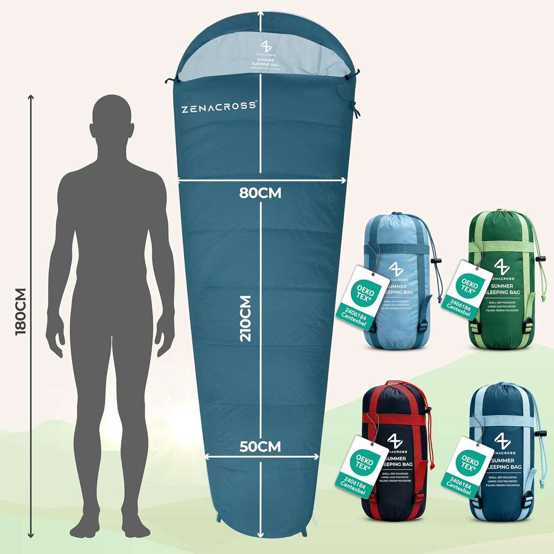 Schlafsack Erwachsene - Sommerschlafsack Kleines Packmass & Ultraleicht - Mumienschlafsack für Campi