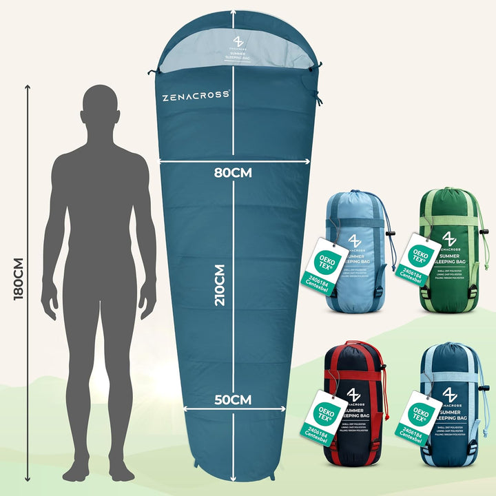 Schlafsack Erwachsene - Sommerschlafsack Kleines Packmass & Ultraleicht - Mumienschlafsack für Campi