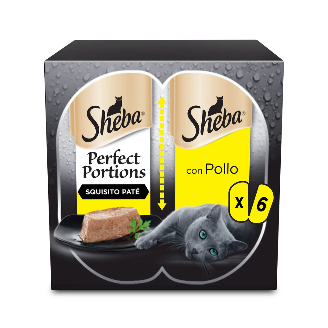 Sheba Perfect Portions Hühnchen in zarten Pastete, Katzenfutter, 8 Packungen mit je 6 Portionen (48