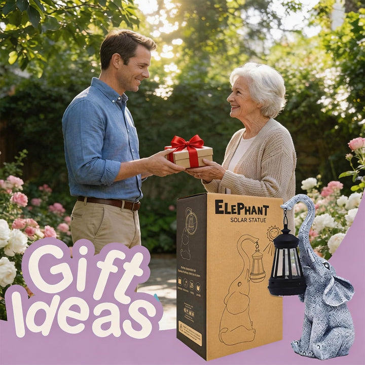 Elefanten Deko mit Solar Laterne Gartenfiguren - für Aussen Gartendeko mit Wetterfest LED Solarlampe