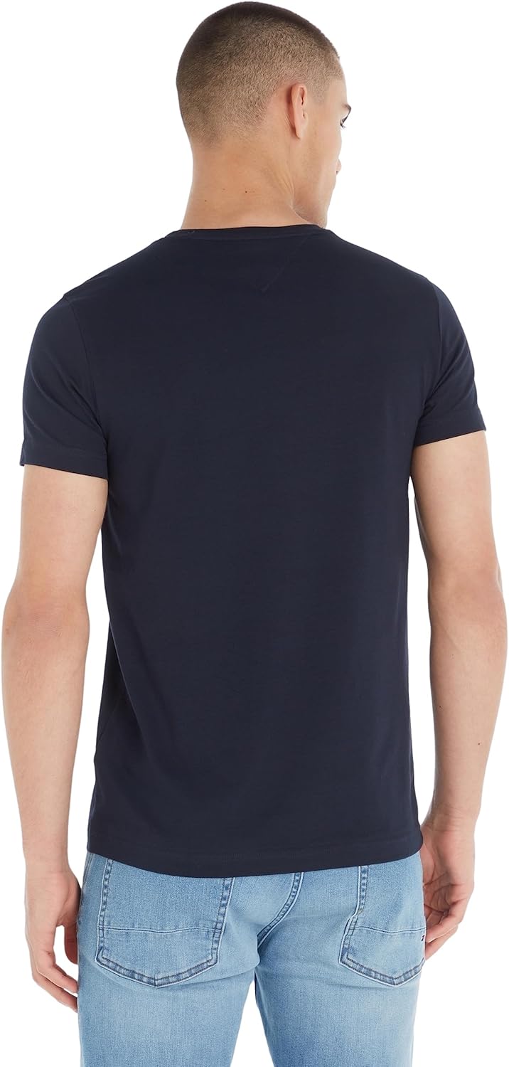 Tommy Hilfiger Herren T-Shirt Kurzarm Core Stretch Slim Fit, Blau (Desert Sky)