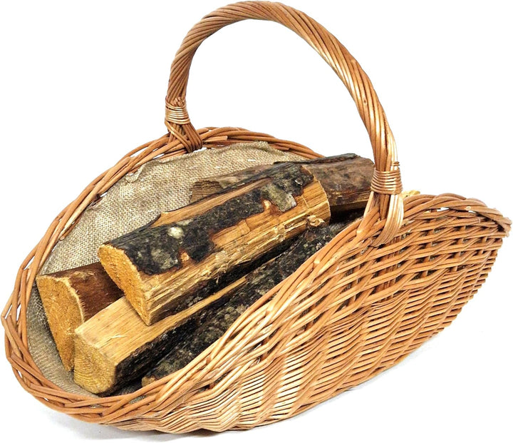 Tigana - Kaminkorb Holzkorb Kaminholzkorb aus Weide mit Jute 58 x 34 cm (90202-1F)