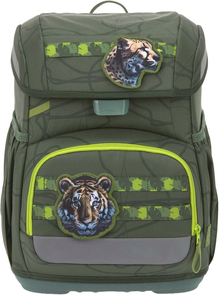LÄSSIG Schulranzen Regenhülle Light Unique School Set 7-teilig Jungle Green dunkelgrün