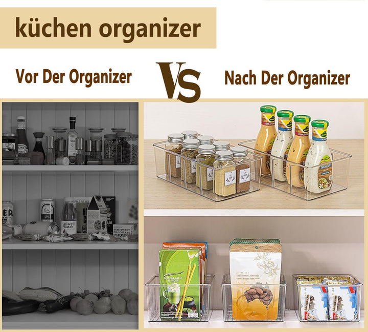 8er Kühlschrank Organizer mit 4 Fächern, BPA-Freie Küche Stapelbarer Lebensmittel aufbewahrungsbox f