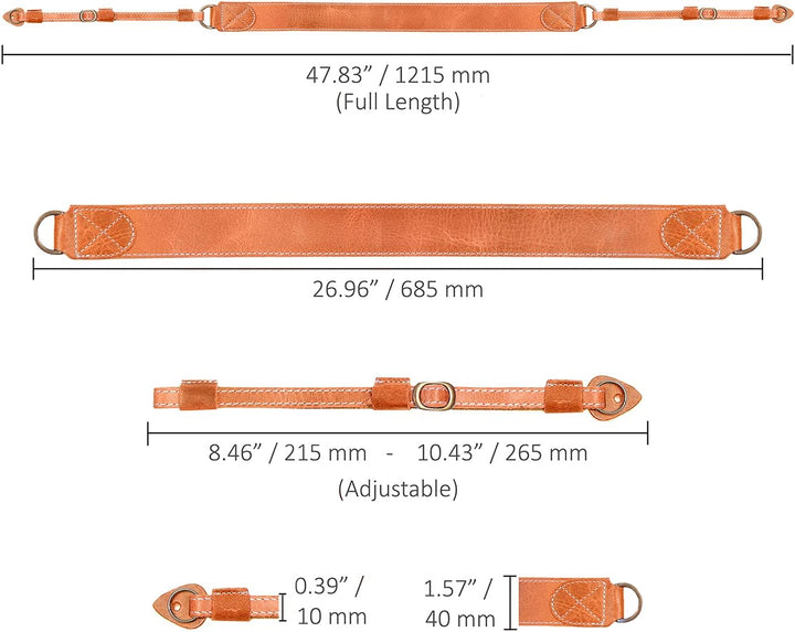MegaGear MG1999 SLR, DSLR Schulter- oder Nackengurt aus echtem Leder (Kamel), Einheitsgrösse Camello