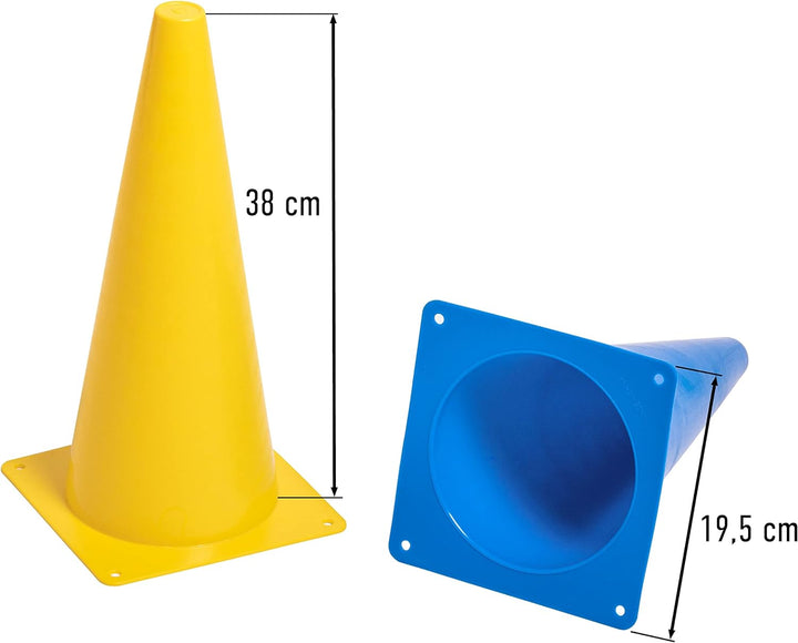 8LevelUp Pylonen 8er Set - 38 cm Hütchen (4 gelbe und 4 Blaue Kegel) - flexibel, sicher und robust f