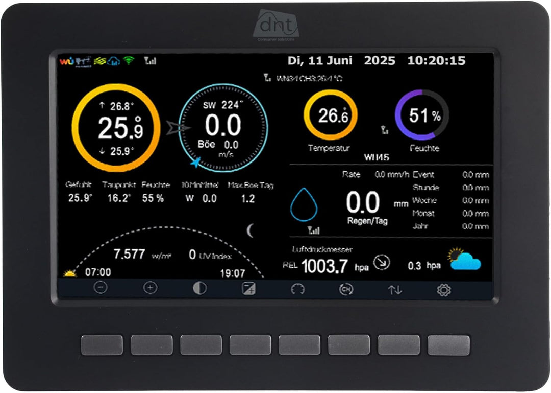 dnt WiFi-Wetterstation WeatherScreen PRO V2, Wetter- und Raumklima stets unter Kontrolle, DNT000026
