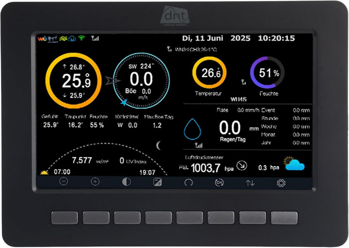 dnt WiFi-Wetterstation WeatherScreen PRO V2, Wetter- und Raumklima stets unter Kontrolle, DNT000026