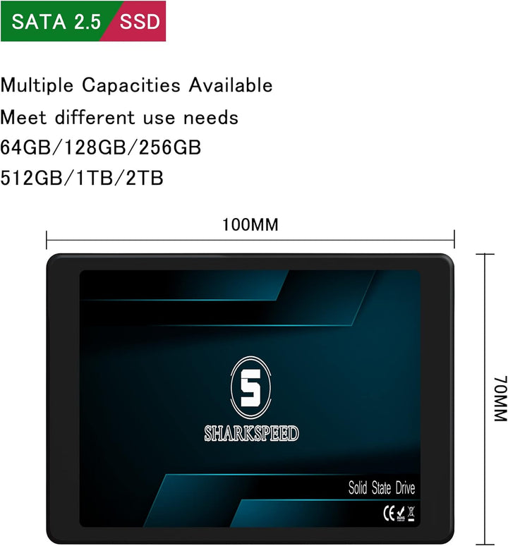 SSD 128GB 2.5" SATA 3 (6Gb/s) TLC 3D NAND SSD Festplatte Intern Solid State Drive für Notebooks, Des