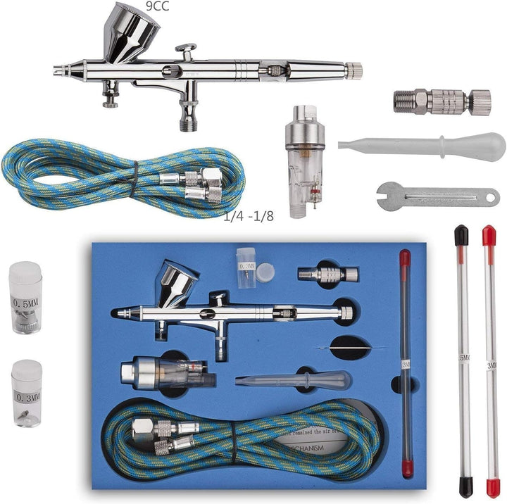 CYBERNOVA Dual Action Airbrush Kompressor Kit 0.2/0.3/0.5mm Nadel Air Brush Spray Gun für Make-up-Mo