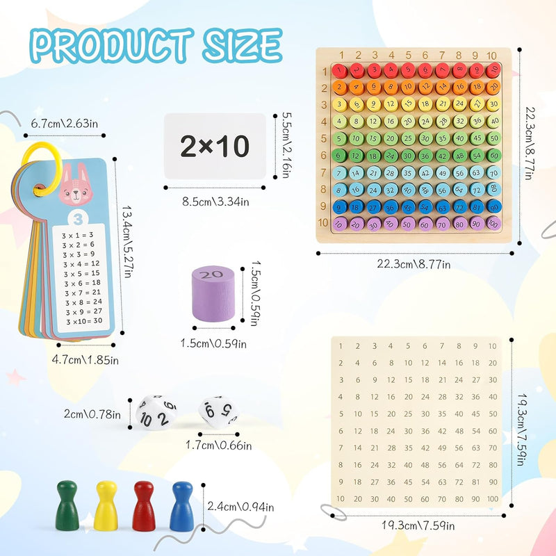 Weinsamkeit Montessori Multiplikationsbrett, 1x1 Lernen Spiel für Grundschüler, Multiplikationstafel