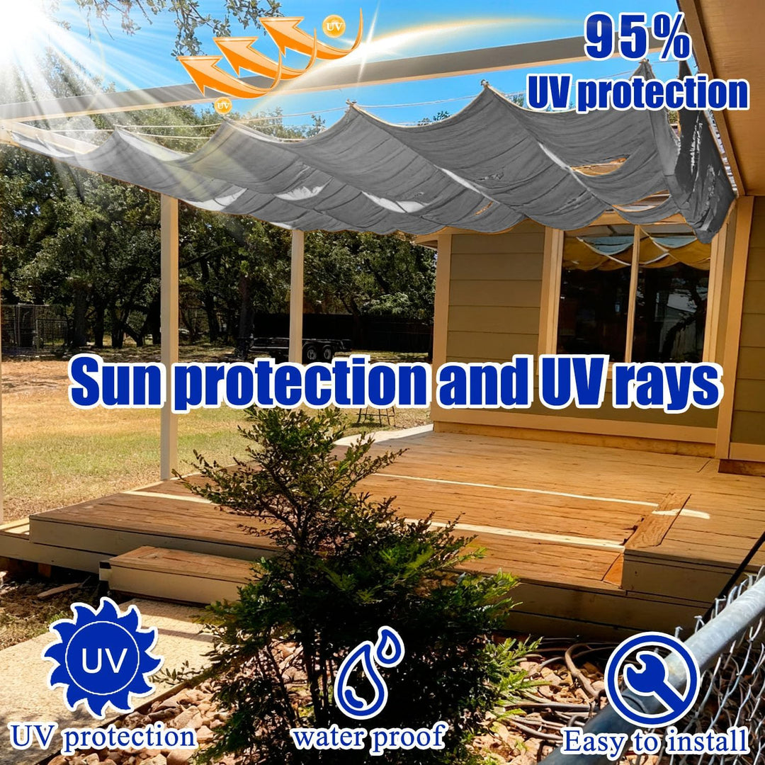 Einziehbares Welle Sonnensegel 0.9x3.5m, Verstellbare Pergola Markise mit wasserdichtem &amp; UV-beständ