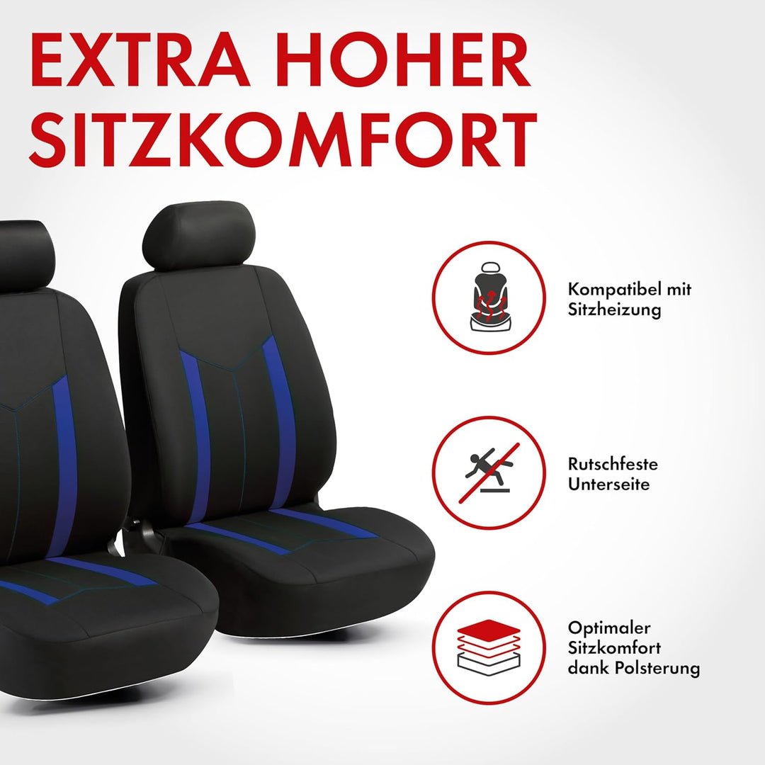 WALSER Auto-Sitzbezug 2 Vordersitzbezüge Hastings mit Reissverschluss, ZIPP-IT Premium Auto-Schonbez