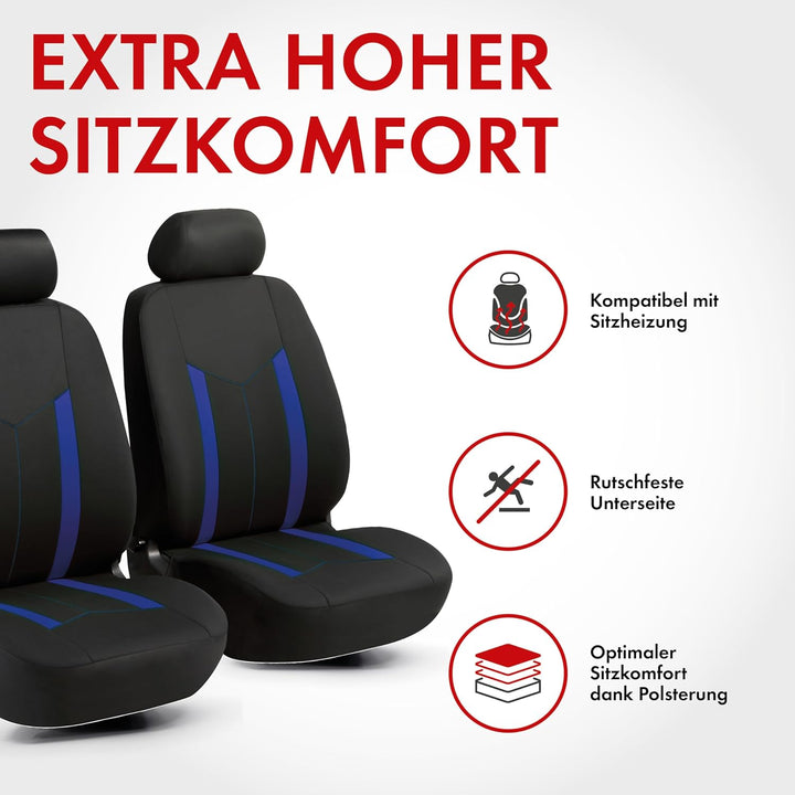 WALSER Auto-Sitzbezug 2 Vordersitzbezüge Hastings mit Reissverschluss, ZIPP-IT Premium Auto-Schonbez