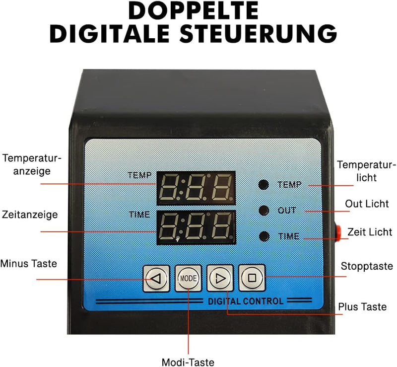 Signzworld Transferpresse Hitzepresse 38x30cm Textilpresse 8 in 1 T-Shirt Heat Press 360 Grad Schwen