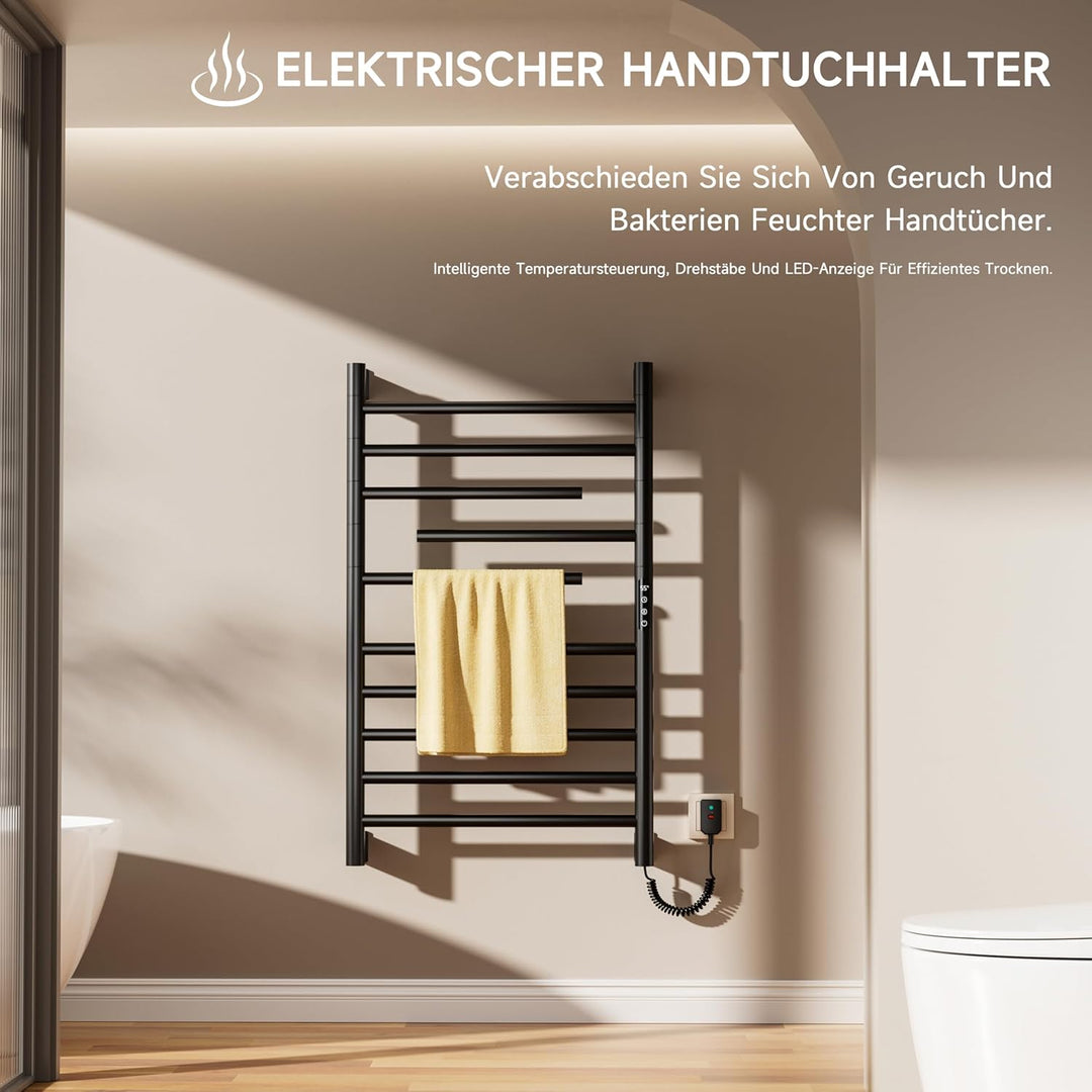 Elektrischer Badheizkörper Handtuchhalter 520 x 850 mm,Elektrischer badheizkörper schwarz,Handtuchhe