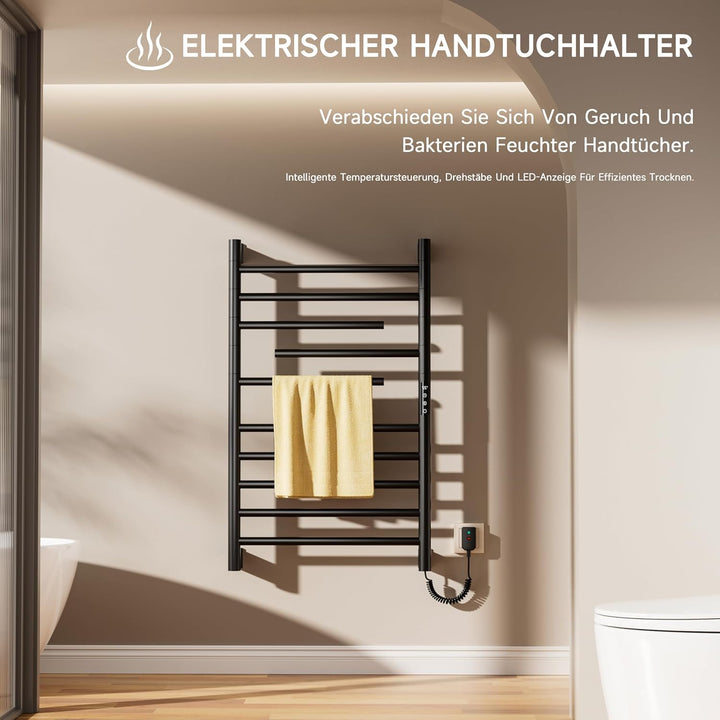 Elektrischer Badheizkörper Handtuchhalter 520 x 850 mm,Elektrischer badheizkörper schwarz,Handtuchhe
