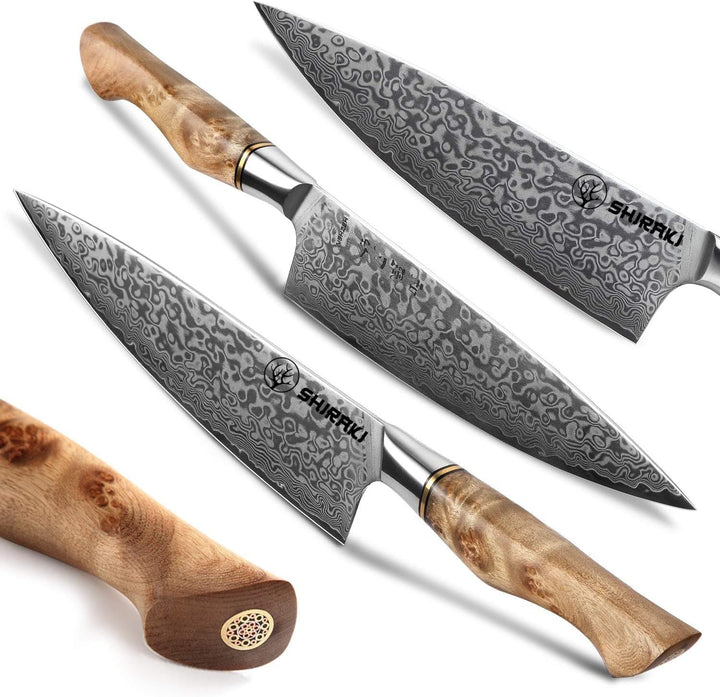 Hochwertiges Kochmesser aus VG10 Damaststahl - Professionelles Damast-Messer Mit Bergahorn-Griff 21