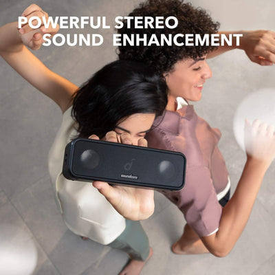 Soundcore 3 Bluetooth Lautsprecher, Stereo-Sound, Audiotreiber mit Titan-Membran, PartyCast, BassUp,