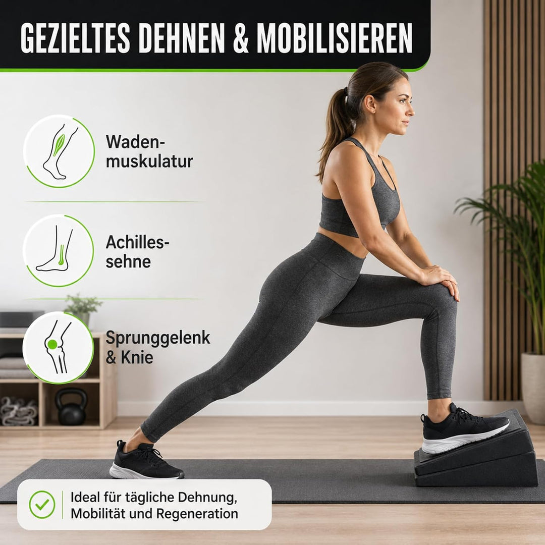 Wadendehner 3er Set, Wadentrainer, Kniekeil, Wadendehner Keil, Mobilisationskeil für Wadenstrecker,