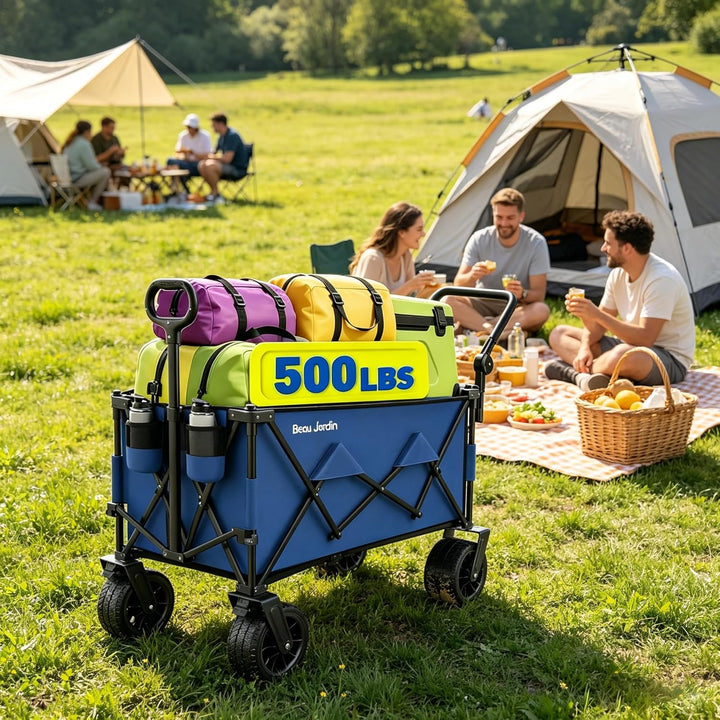 BEAU JARDIN Klappbarer Bollerwagen – 200L 230KG Tragfähigkeit, All-Terrain-Räder 16cm | Faltbarer Tr