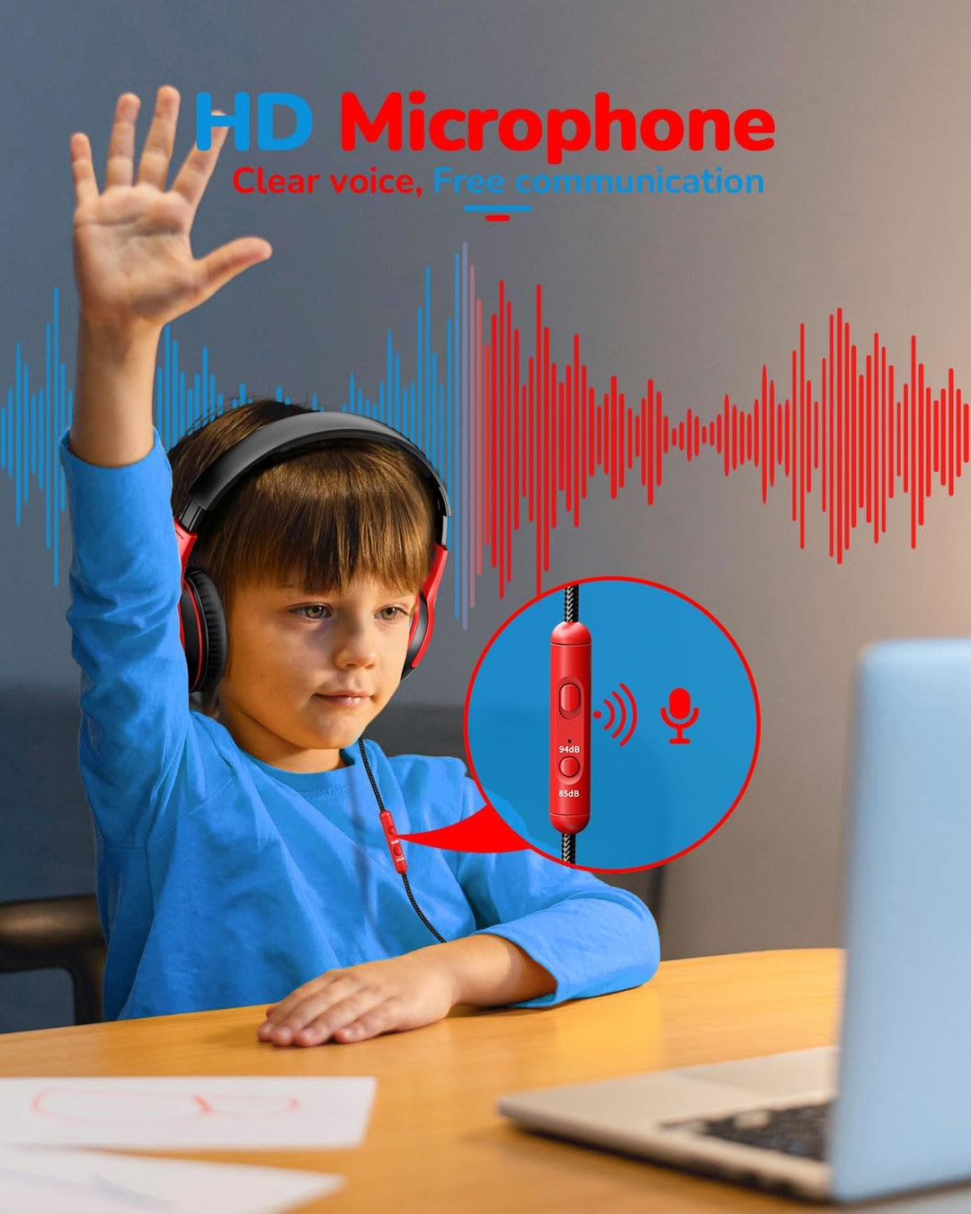awatrue Kinder Kopfhörer, Kinderkopfhörer mit Kabel, Over Ear Kopfhörer Kinder für Schule/Reisen/PC/