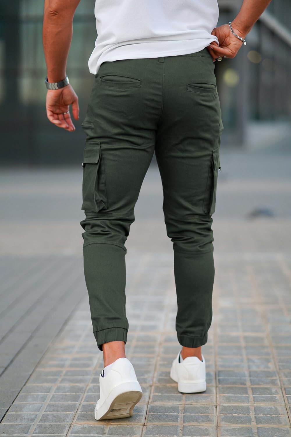 GINGTTO Herren Cargo Hose Stretch Jogginghose für Männer Casual Slim Fit Cargohose Herren, 28W / 30L