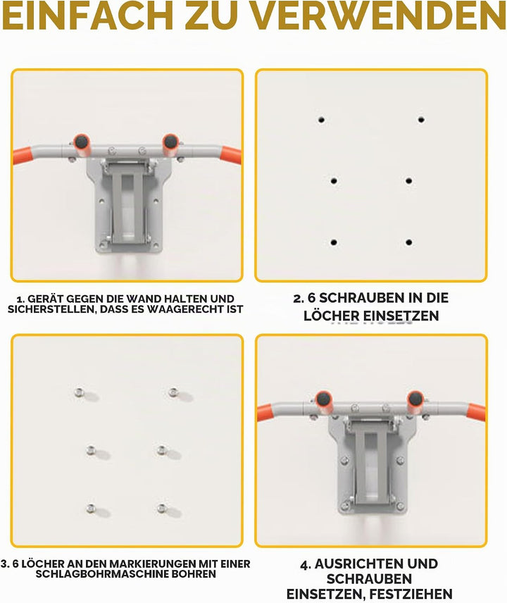 GuuG Klimmzugstange Wand Pull Up Bar: Pullup Wall Wandmontage Verstellbare Klimmzug Stange Multifunk