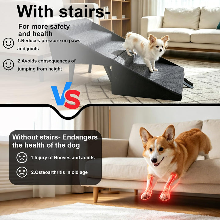 Hundetreppe Klappbar, 2 in 1 Multifunktional Hundetreppe und Geteilte Ottoman für Kleine &amp; Grosse Hu