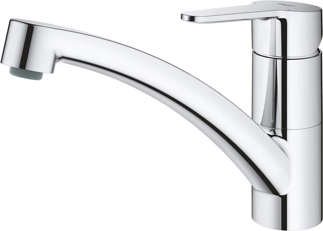 GROHE BauEco - Einhand-Spültischbatterie (flacher Auslauf, Schwenkbereich 140°, Einlochmontage), chr
