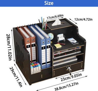 Catekro Schreibtisch-Organizer aus Holz, Grosses Fassungsvermögen, Schreibtisch-Organizer, A4-Papier