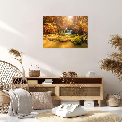 ARTTOR Bilder auf Leinwand Wald Bach Tropen Natur Leinwandbild 70x50cm Wandbilder Dekoration Wohnzim