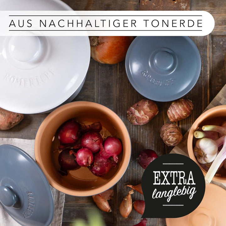 Römertopf Zwiebeltopf aus Naturton Frische-Topf Maxi Keramik Vorratstopf 2,8 Liter 1,9 Kg, 1,9 Kg