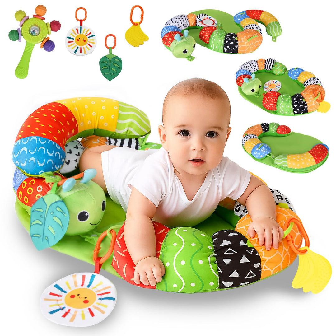 Ulikey 3 in 1 Bauchlage Spielzeug Baby, Abnehmbar Raupe für Baby, Bauchlage Helfen Sitzen Stützen Ba