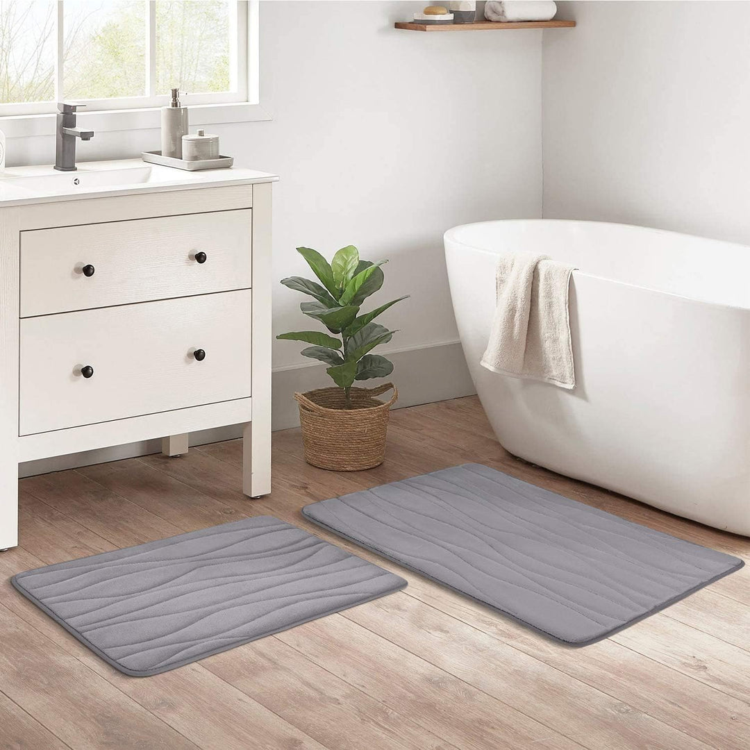 Homaxy Badematten Set 2 teilig Memory Foam Saugfähige Badteppich Set rutschfeste Waschbar Badvorlege
