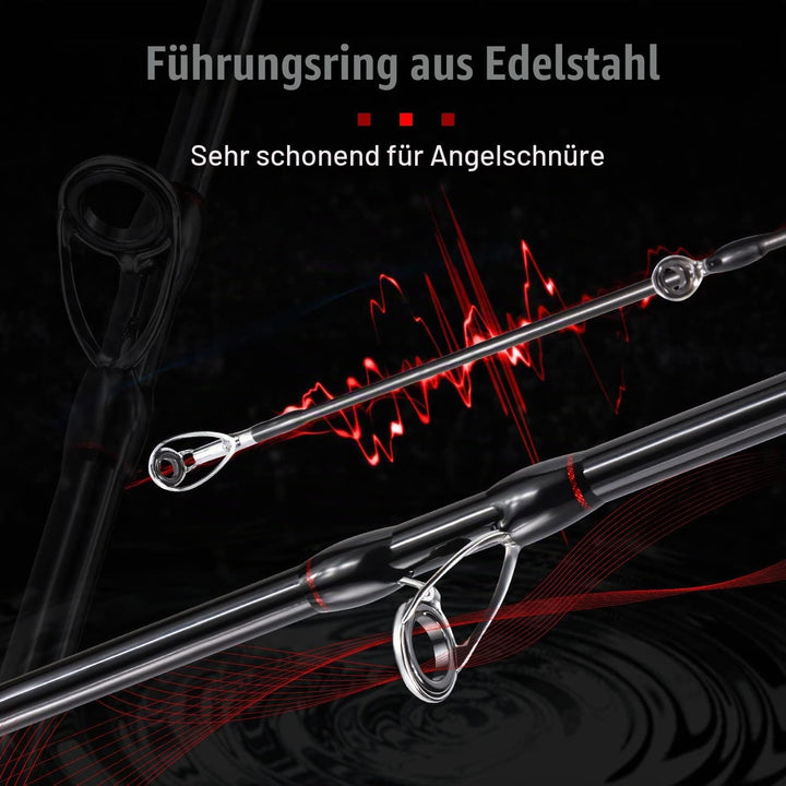 Sougayilang Angel-Kombination, mittelgross, 1,8 m, niedriges Profil, Angelrute und Köder, Gussrolle,