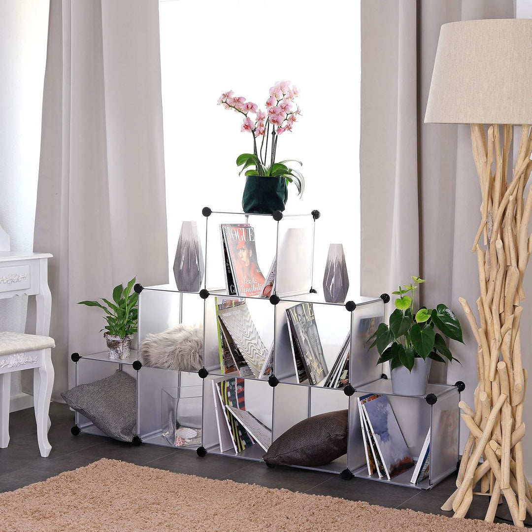 dibea Steckregal aus Kunststoff Schuhregal Aufbewahrungsregal modulares System, mit 9 Fächern á 30x3