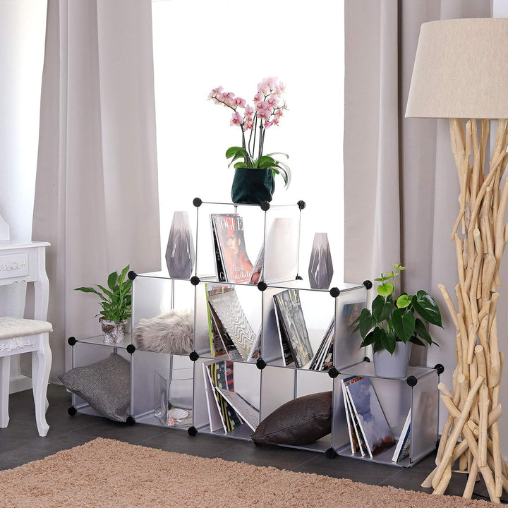dibea Steckregal aus Kunststoff Schuhregal Aufbewahrungsregal modulares System, mit 9 Fächern á 30x3