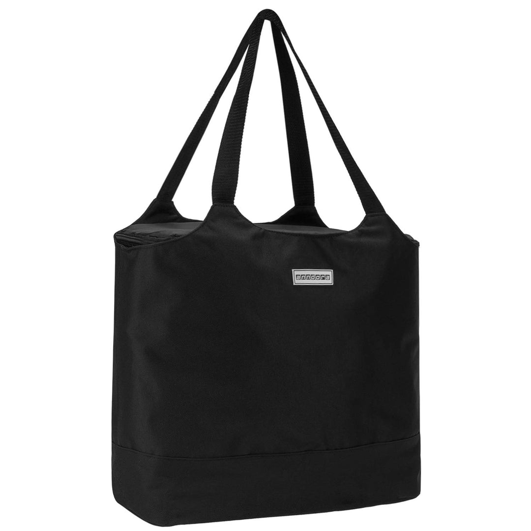 anndora 2 in 1 Einkaufstasche mit Isoliertasche - doppeltes Volumen - Farbwahl Schwarz, Schwarz