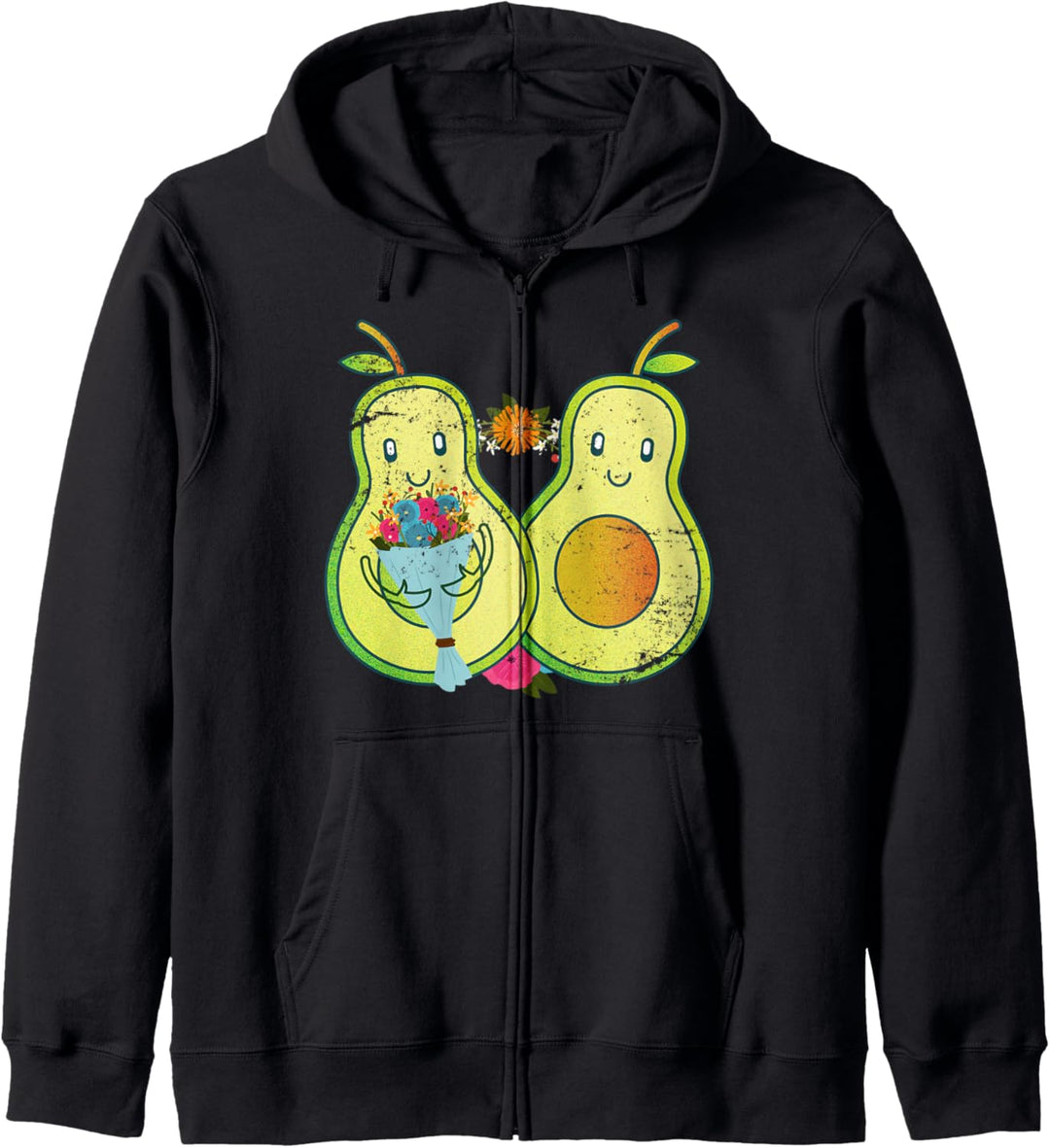Vegan Gesunder Lifestyle Vegetarier Pärchen Blumen Avocado Kapuzenjacke
