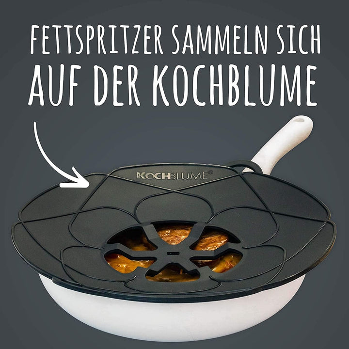 Kochblume das Origial, Silikon Überkochschutz für Töpfe und Pfannen, Mikrowellen-Deckel, Spritzschut