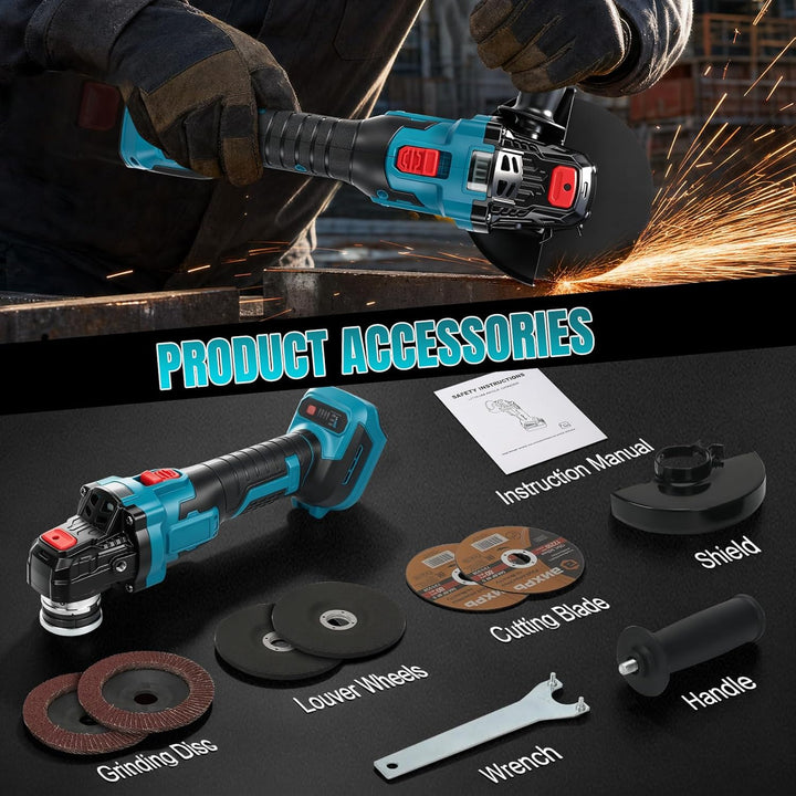 Akku Winkelschleifer für Makita 18V Akku (Ohne Akku), 600W Bürstenloser Profi-Schleifer, 125mm Schei