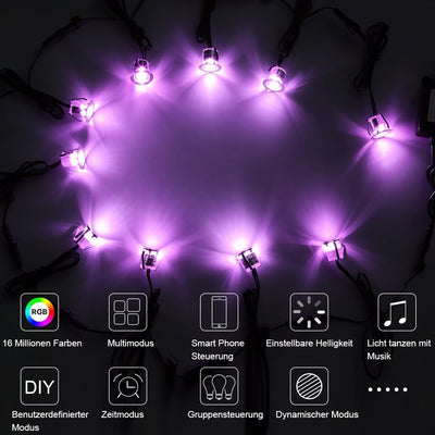 20er Bluetooth RGB Led Bodeneinbauleuchten Aussen, Ø30mm Dimmbar 12V 0.5W IP67 Wasserdicht Bodeneinb