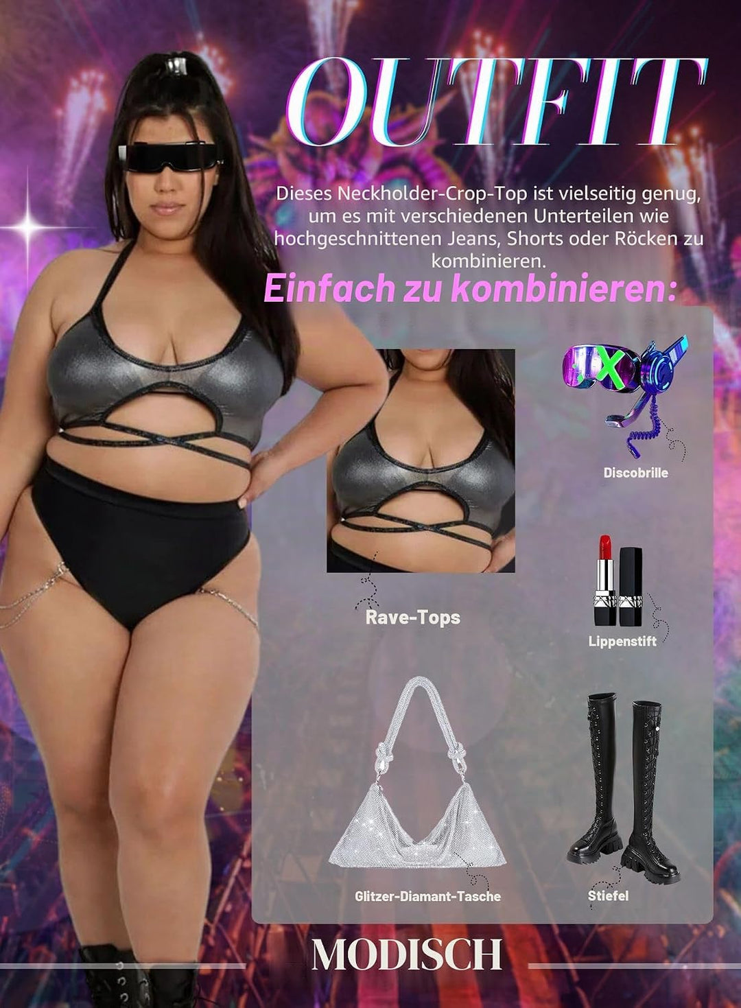 EVELUST Rave Booty Shorts für Damen – Hoch Taillierte Badeshorts Scrunch Sporthose Kurze Leggings Go