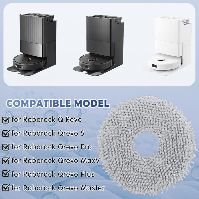 VIEWALL 8 Stück Q Revo Wischtücher Wischmopp für Roborock/Qrevo Pro/Qrevo S/Qrevo Curv/Qrevo Slim/Qr