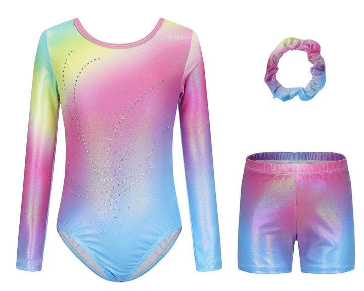 SEAUR Mädchen Turnanzug Turnshorts Set Ärmellos/Langarm Gymnastikanzug mit Hose Kinder Trikot Turnen