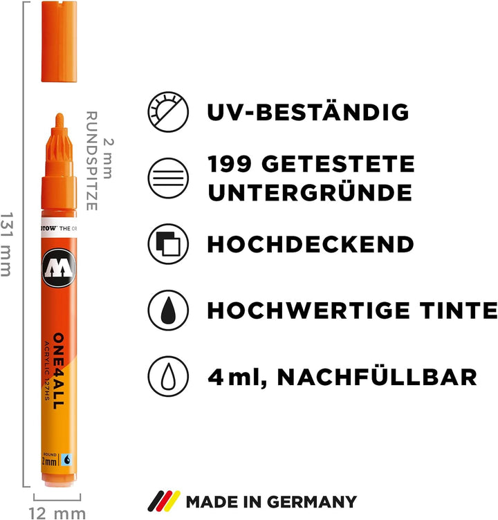 Molotow One4All 127HS Acryl Marker Pastel-Set (2,0 mm Strichstärke, hochdeckend und permanent, UV-be